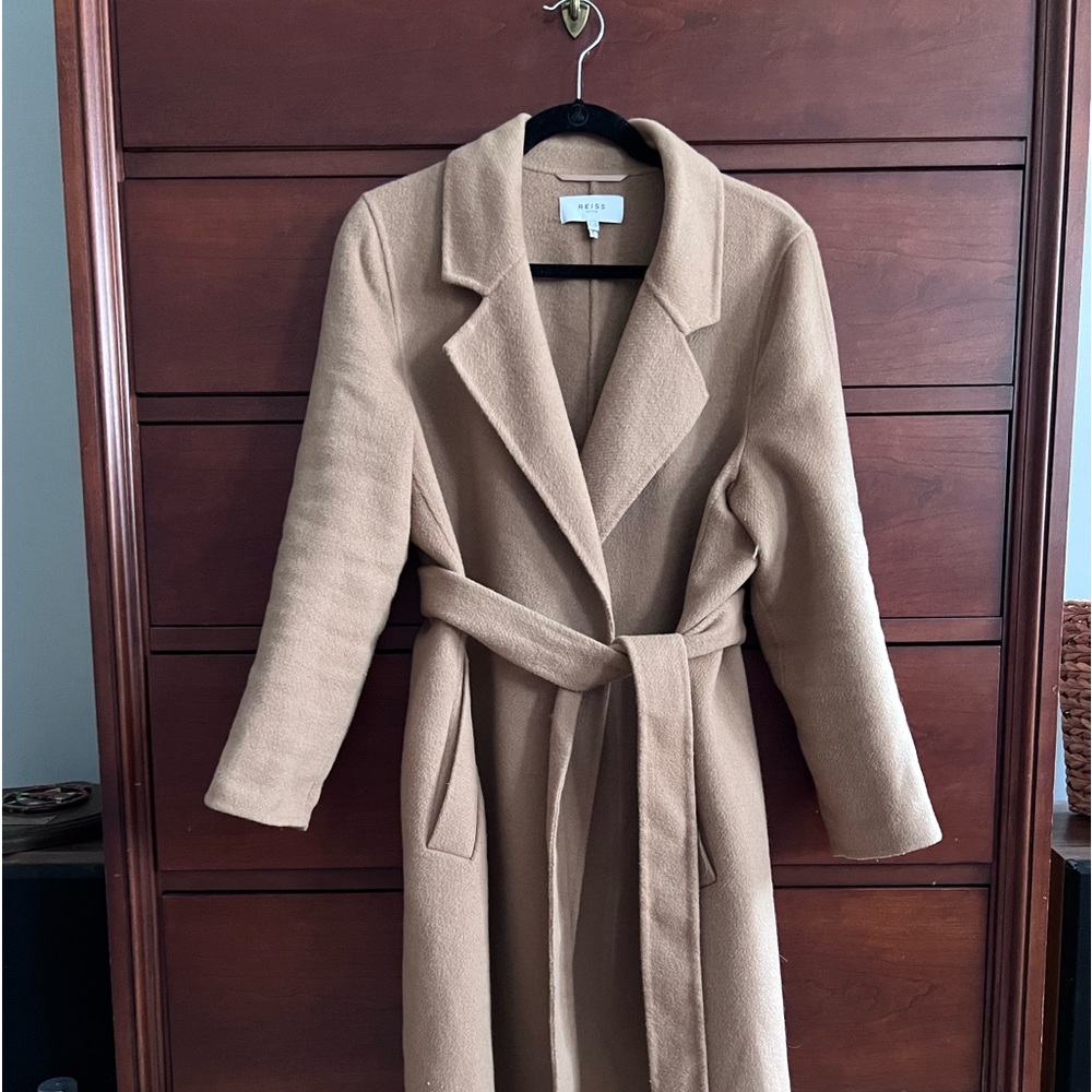 Reiss petite large camel wrap coat